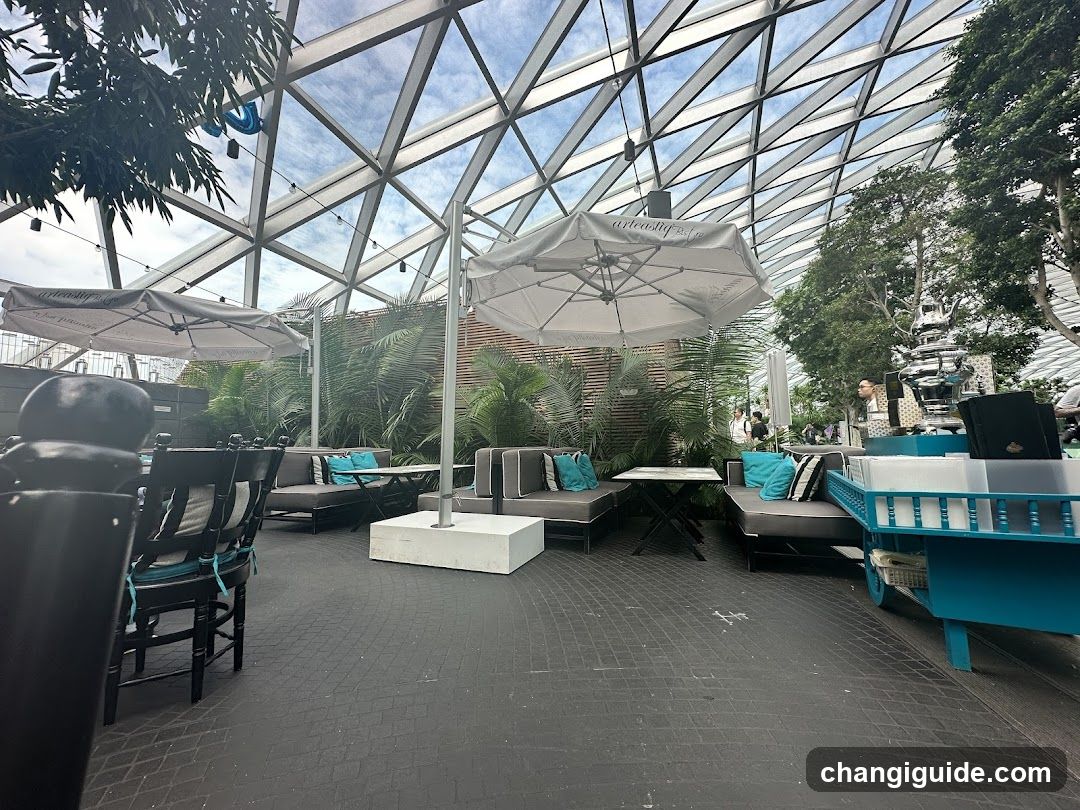 Outdoor Seating Area Under Glass Dome