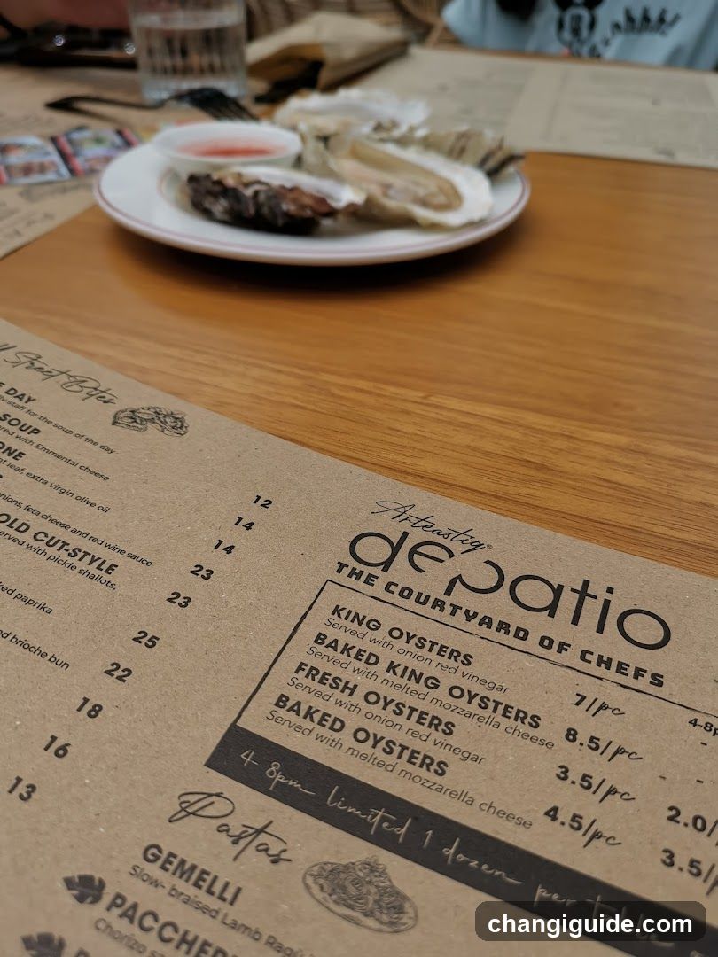 Oyster and Menu on Table