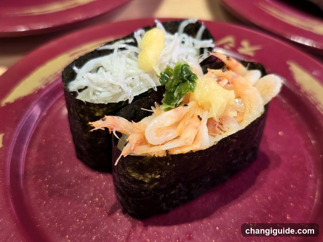 Sushi Rolls with Shrimp and Toppings