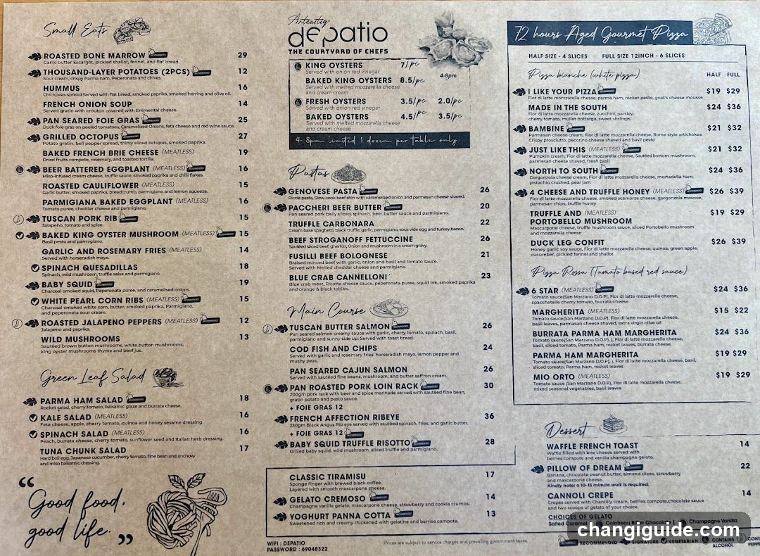 The Courtyard of Chefs Menu