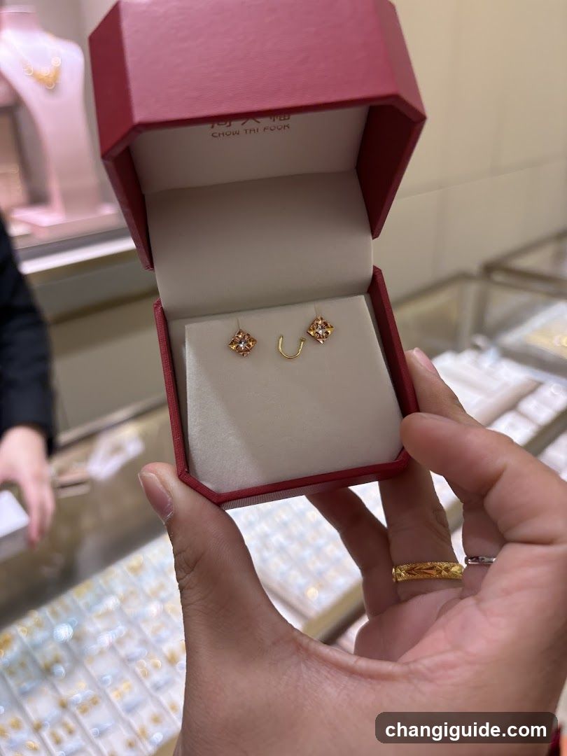 Gold Earrings in Red Box