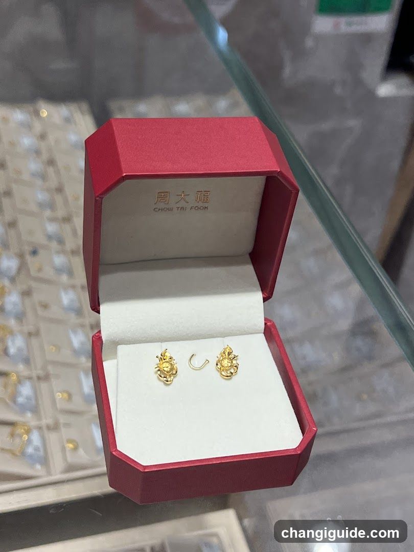 Chow Tai Fook Gold Earrings in Red Box