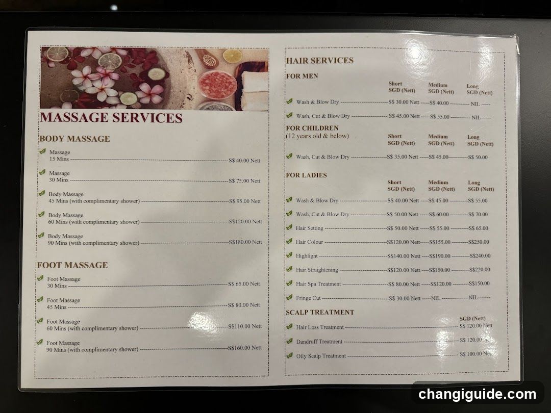 Spa Menu