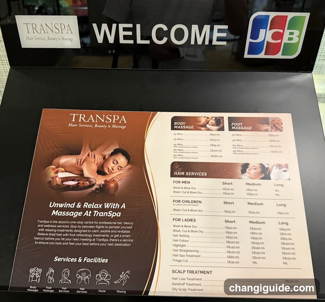 Transpa Hair Services, Beauty & Massage Menu
