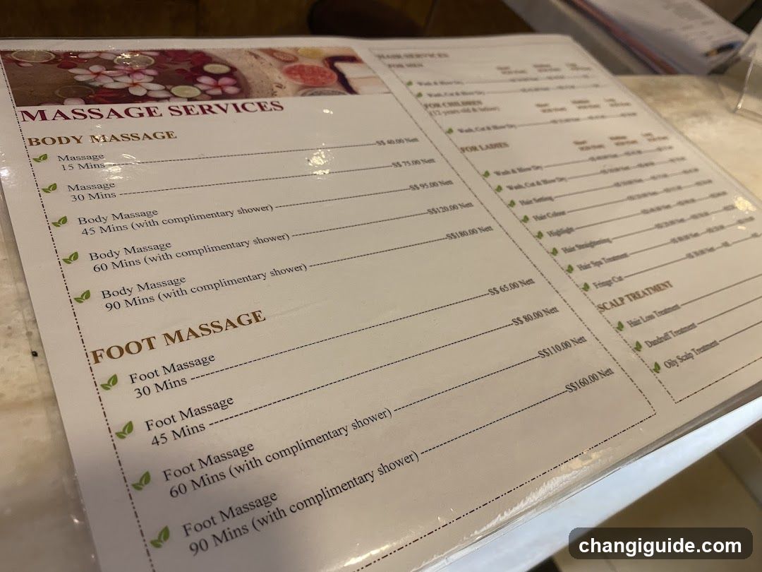 Massage Services Menu