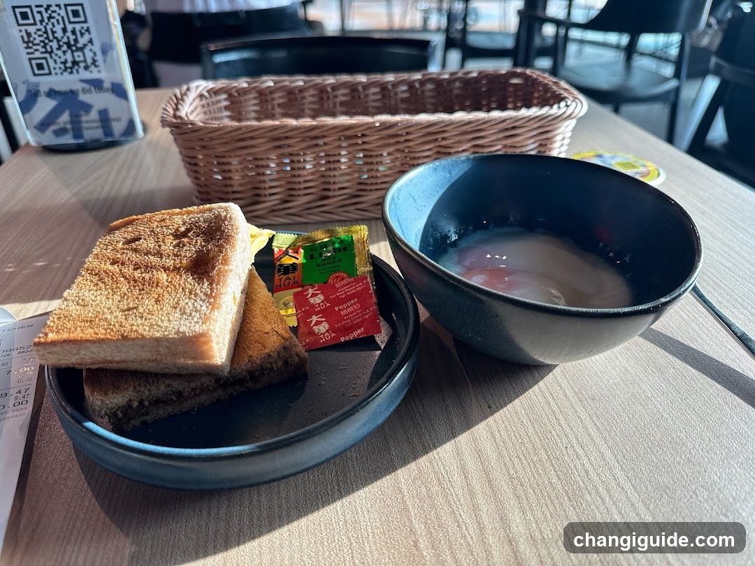 Breakfast Meal with Toast and Porridge
