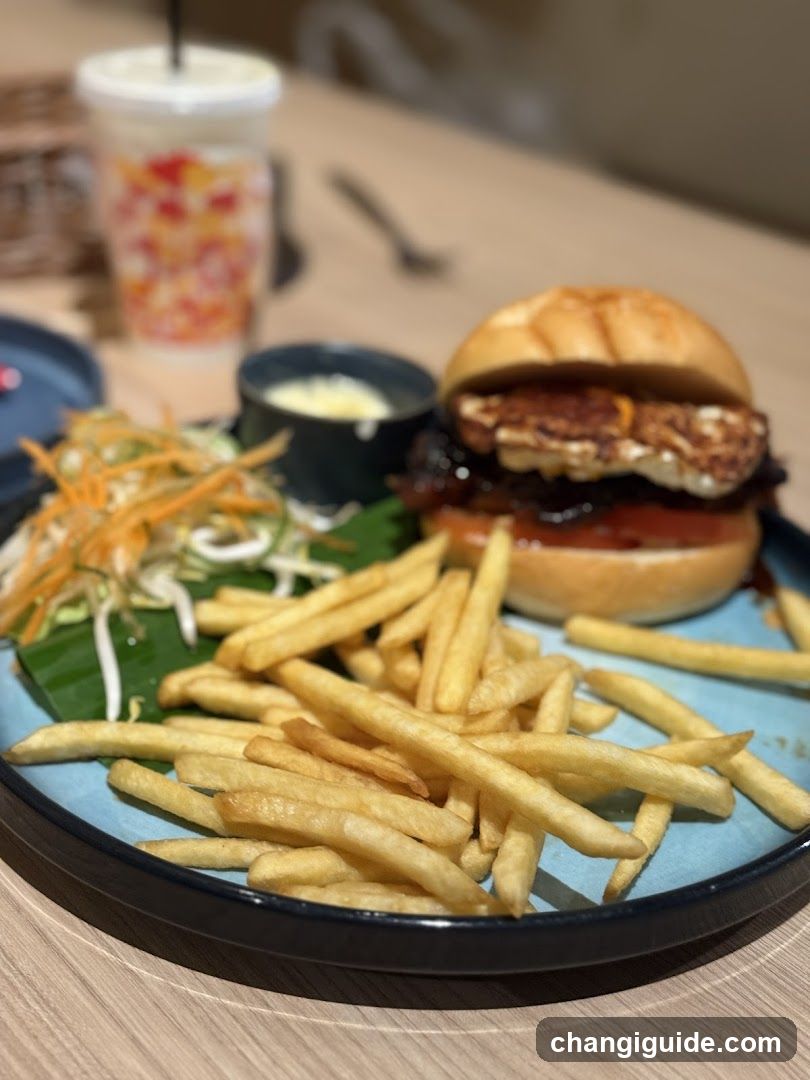 Burger Meal with Fries and Salad