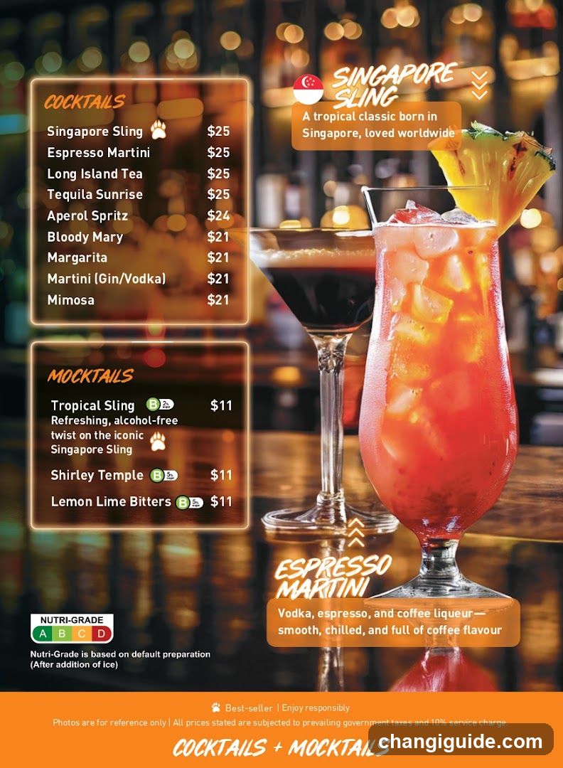 Singapore Sling Menu