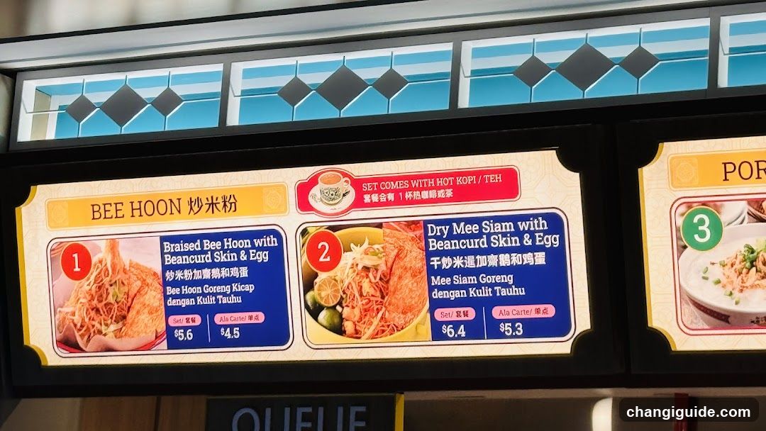 Bee Hoon and Dry Mee Siam Menu Board