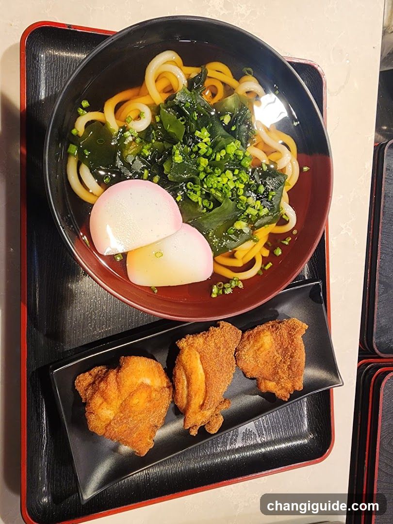 Udon Noodle Bowl with Fried Chicken