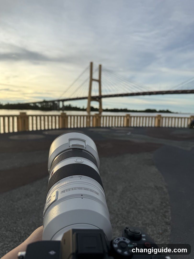Camera pointing at bridge
