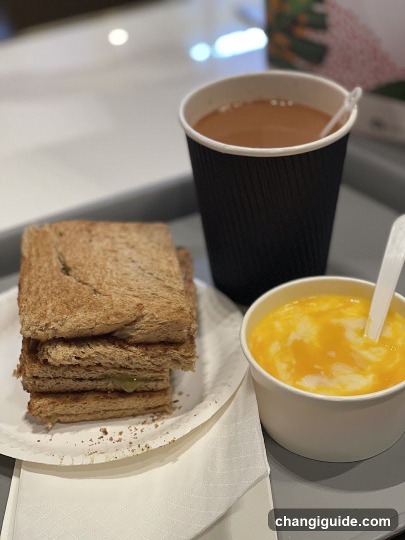 Breakfast Meal with Toast and Soup