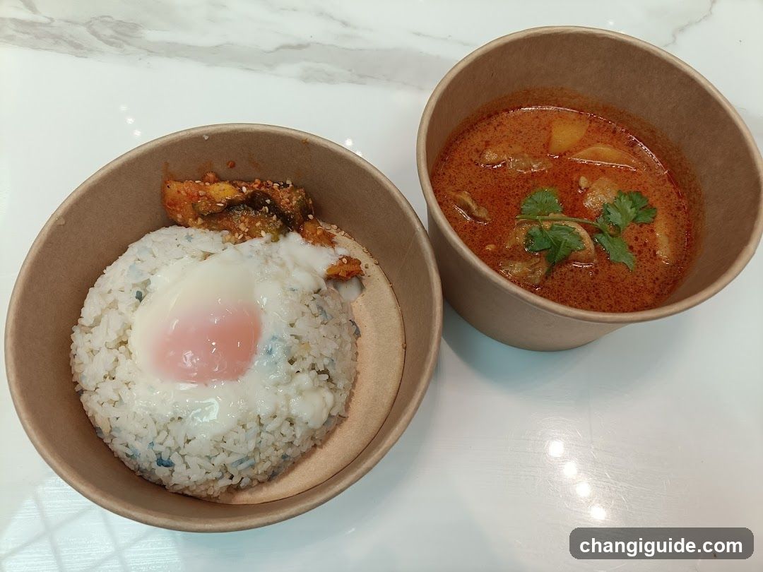 Food Bowls with Curry and Fried Egg