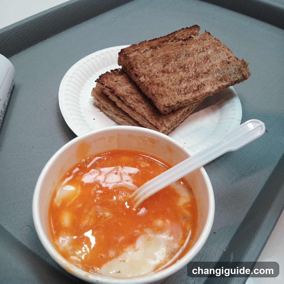 Breakfast Meal with Toast and Soup