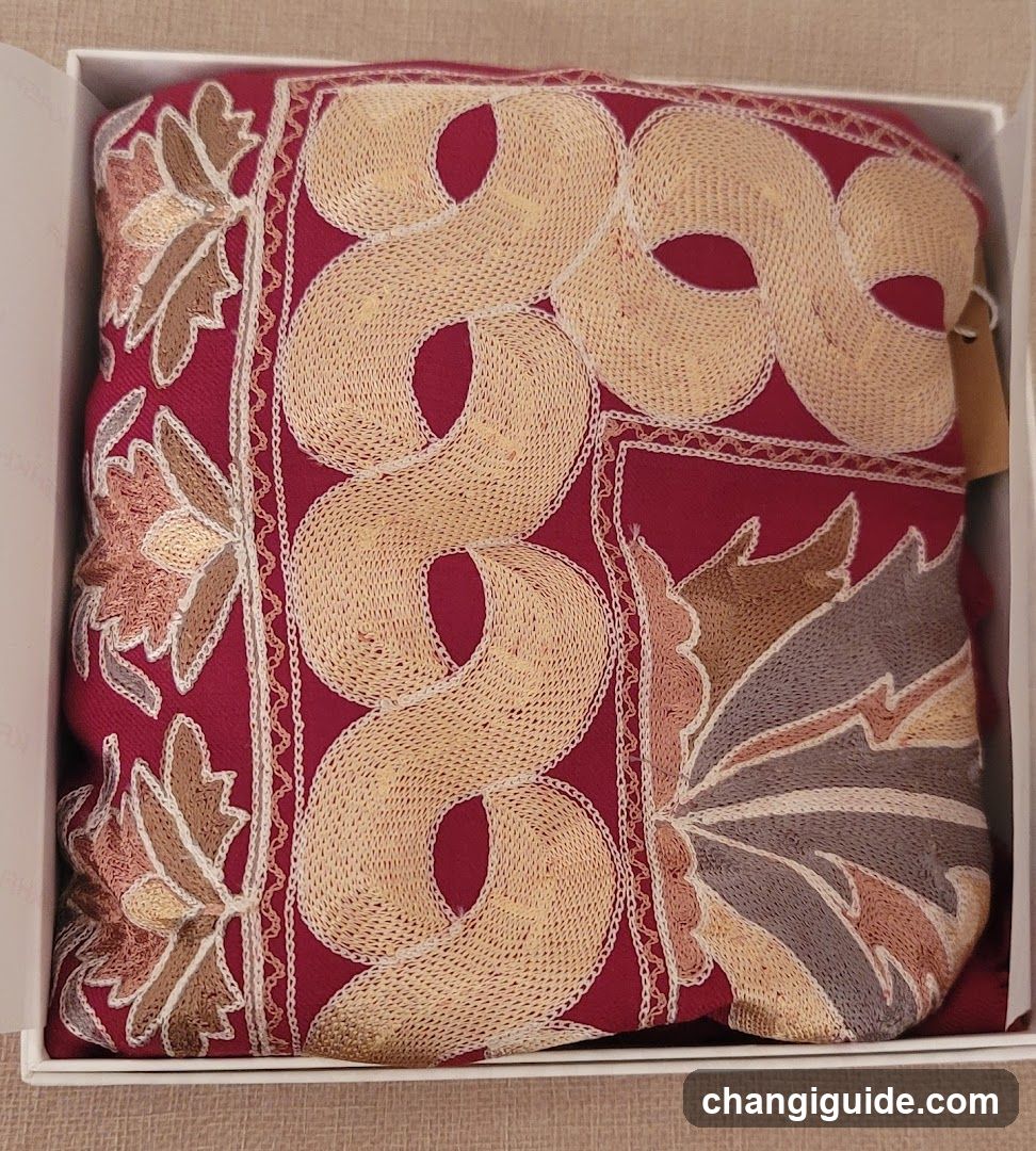 Red Embroidered Fabric in Box