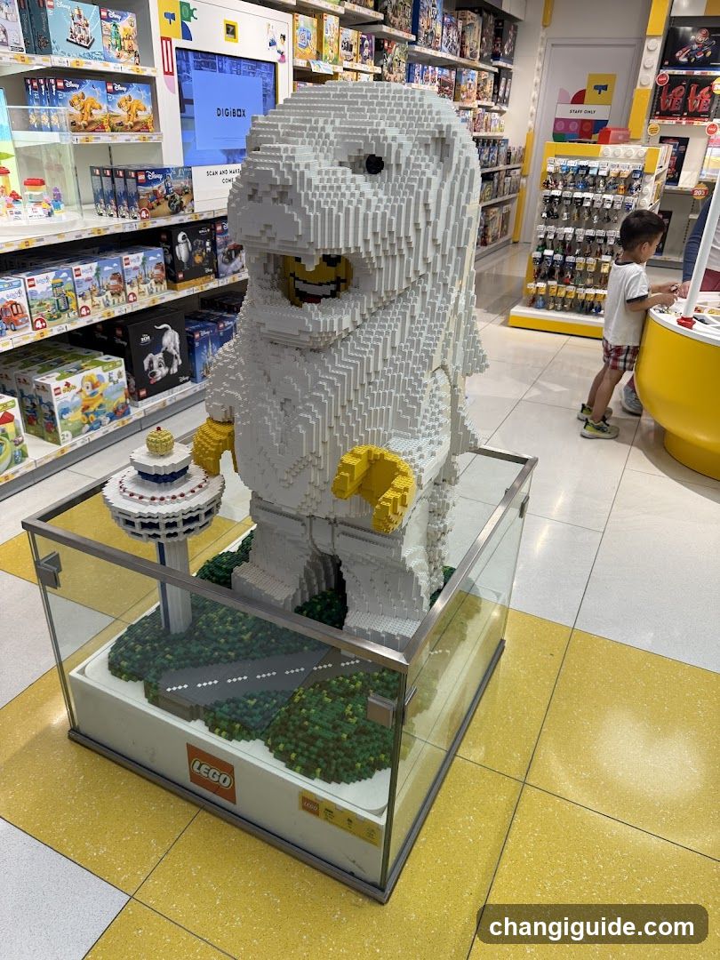 LEGO Store Interior with Giant Brick Sculpture