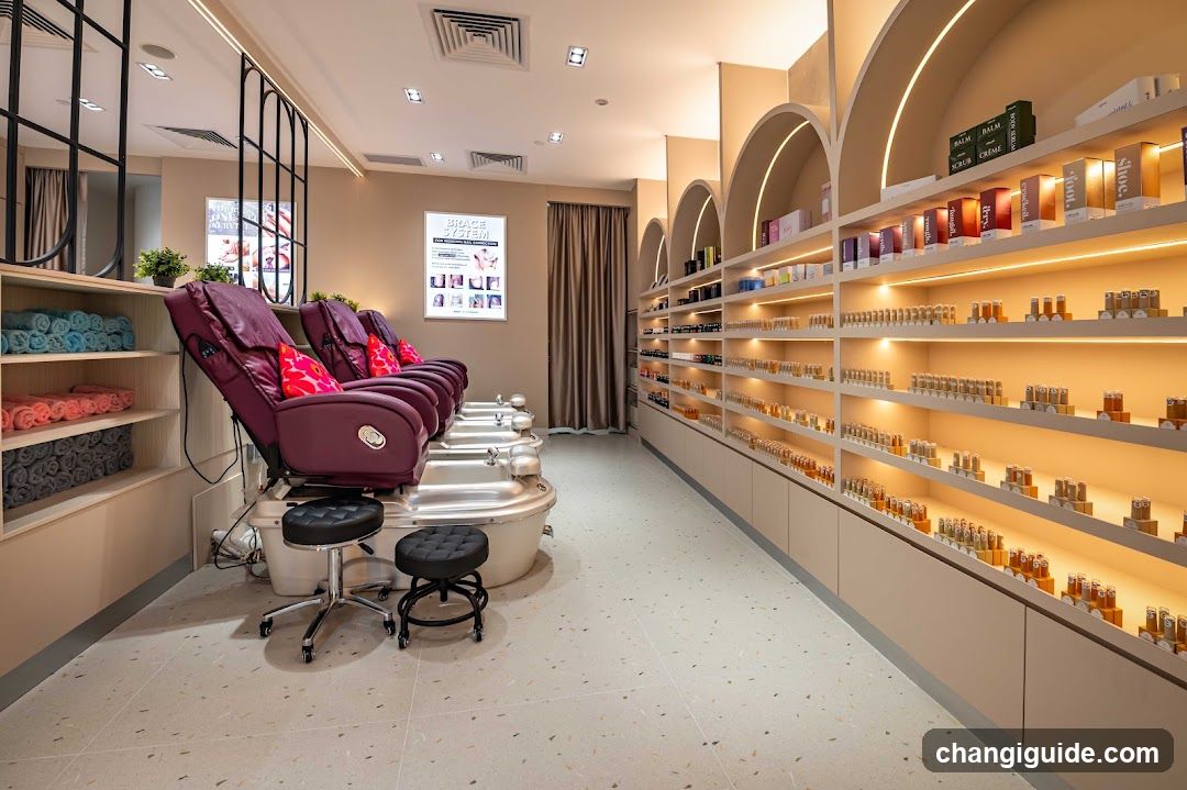 Spa Interior with Product Display and Treatment Chairs
