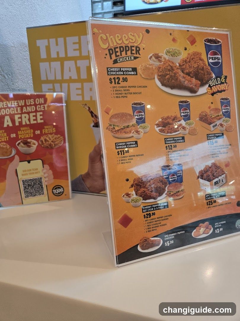 Cheesey Pepper Chicken Menu Display