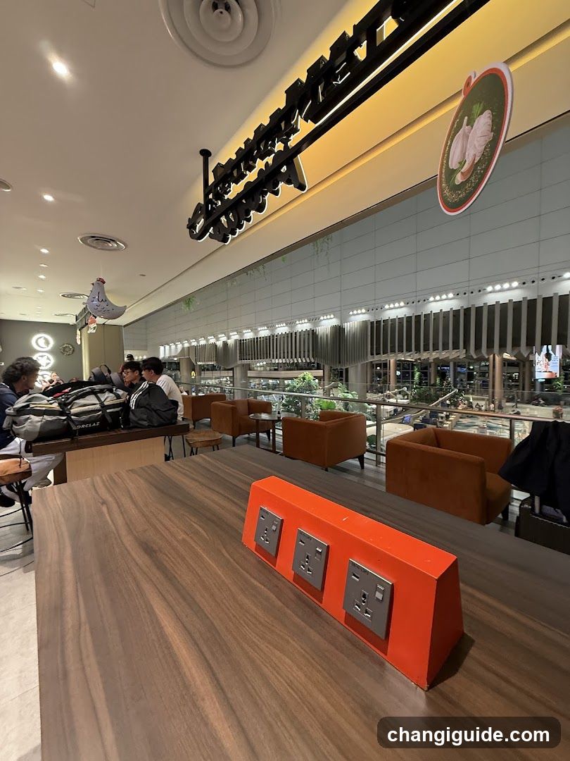 Interior of a modern food court or restaurant area