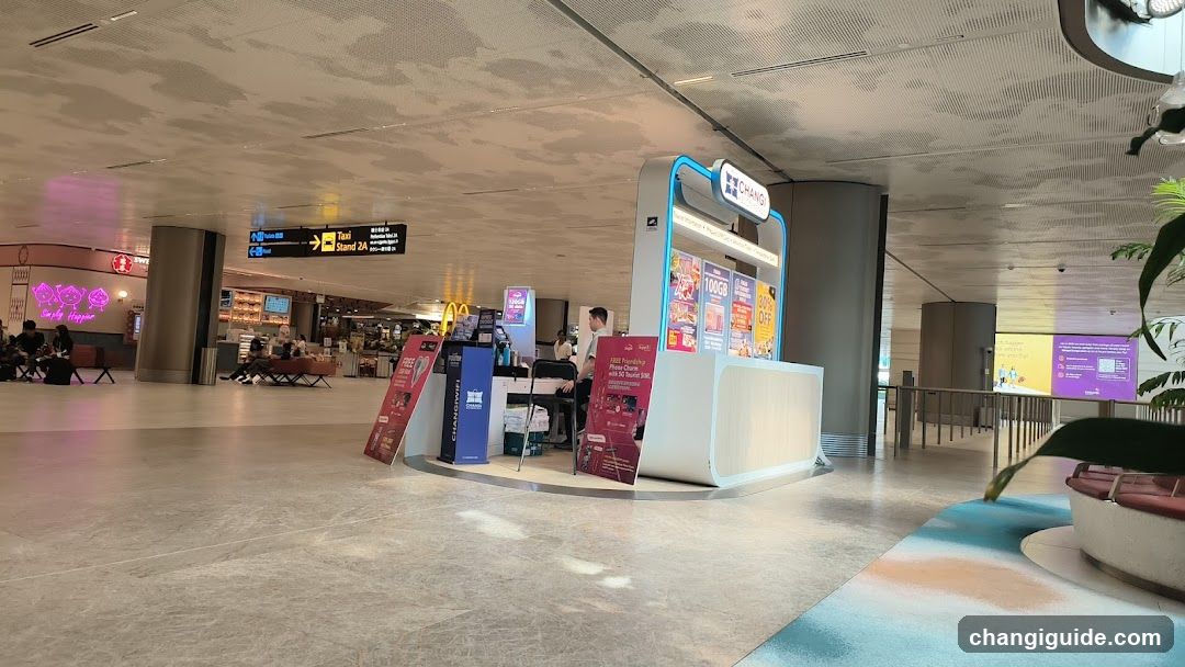 Airport Terminal Interior with Service Kiosk