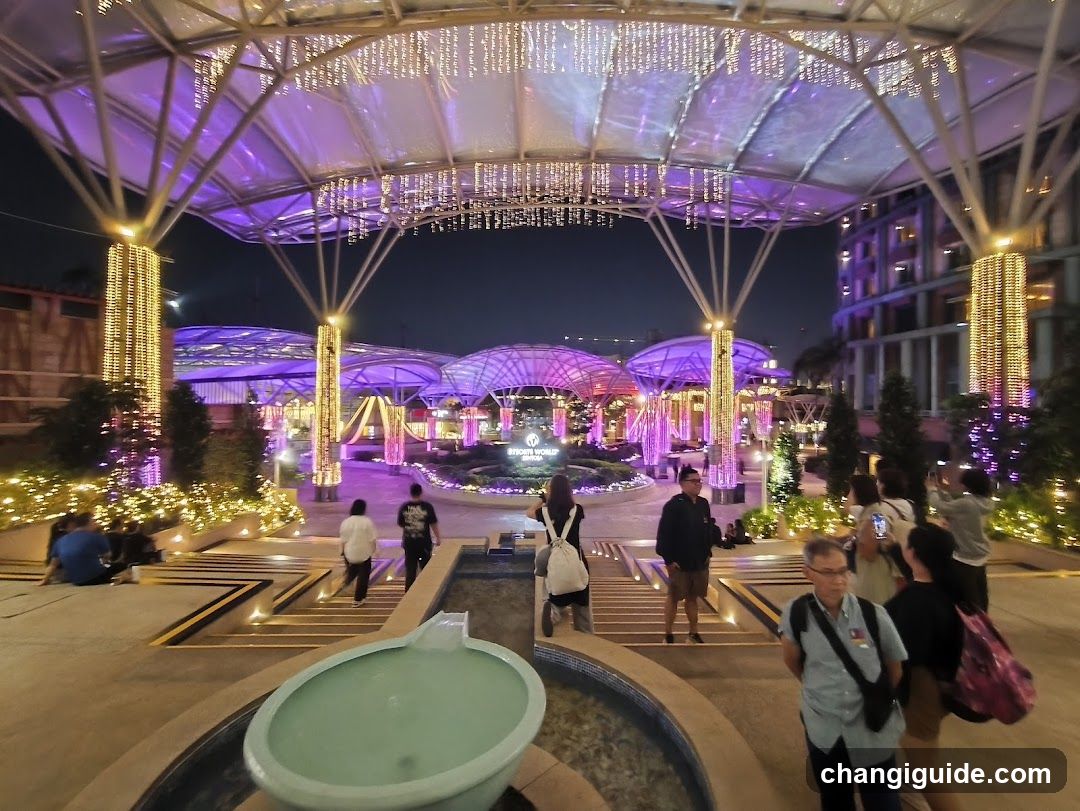Nighttime Entrance with Decorative Lighting