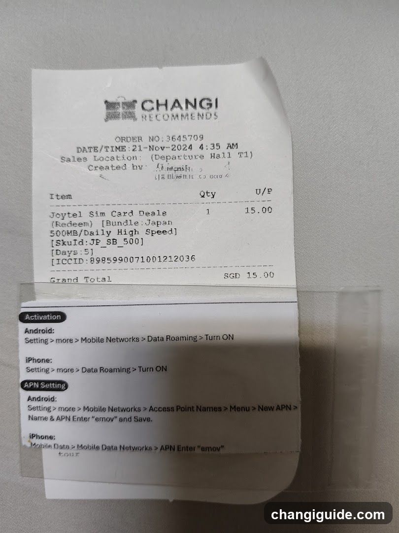 Receipt and Instructions