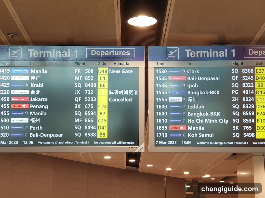 Terminal 1 Departures Board