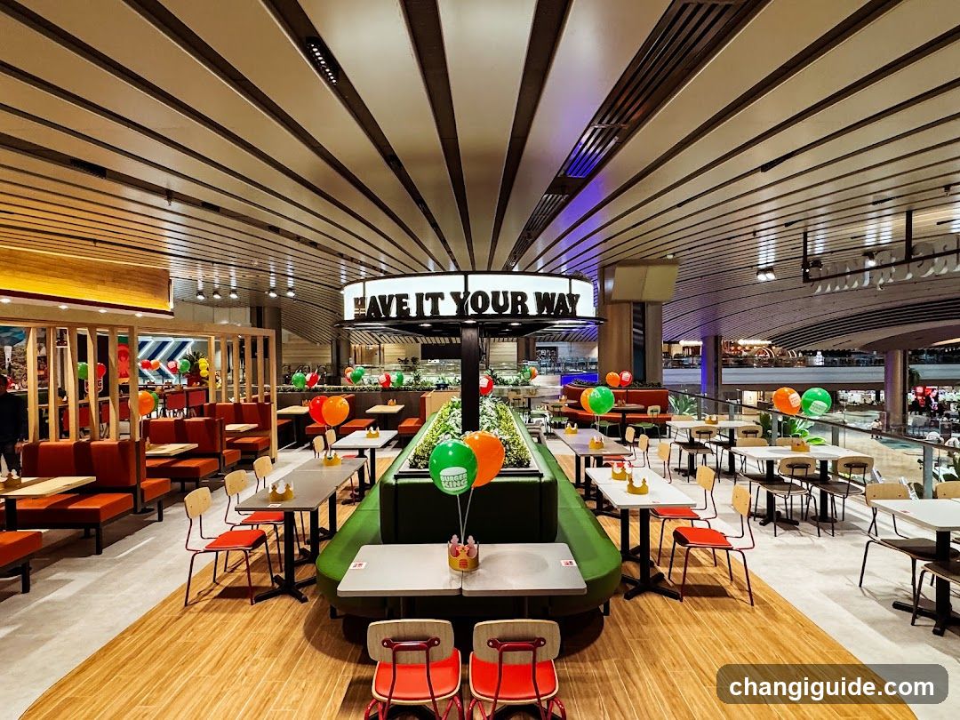 Food Court Interior with Decorative Balloons