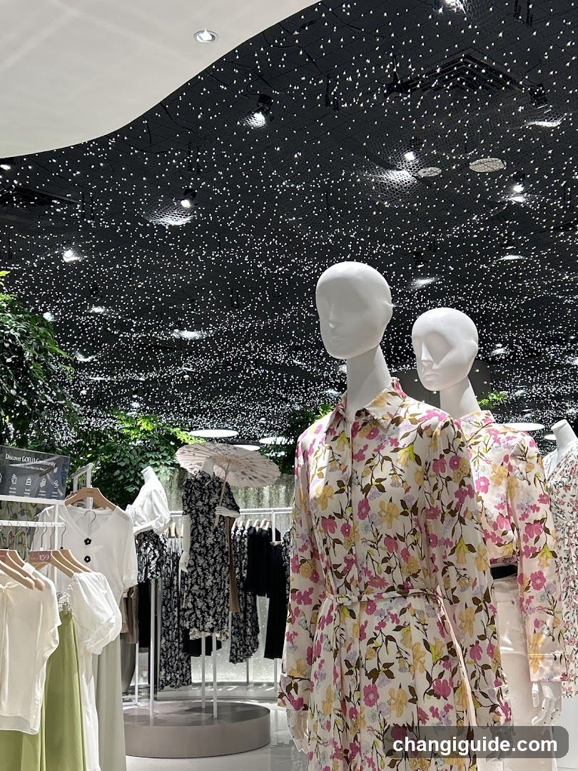 Floral Dress Display in Store Interior