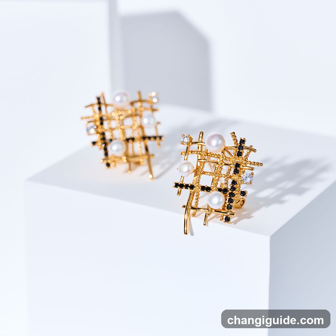 Gold and Pearl Earrings Display