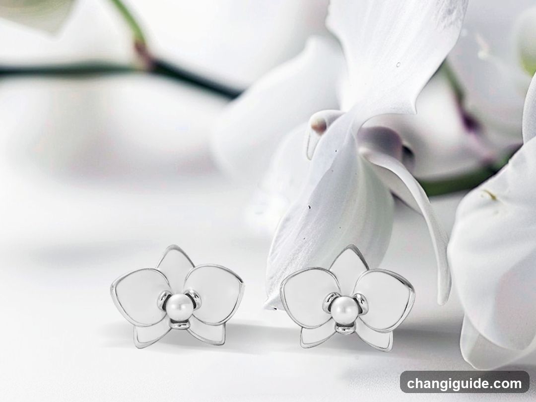 White Orchid Stud Earrings