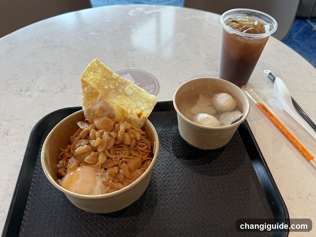 Noodle Meal with Drink and Chopsticks