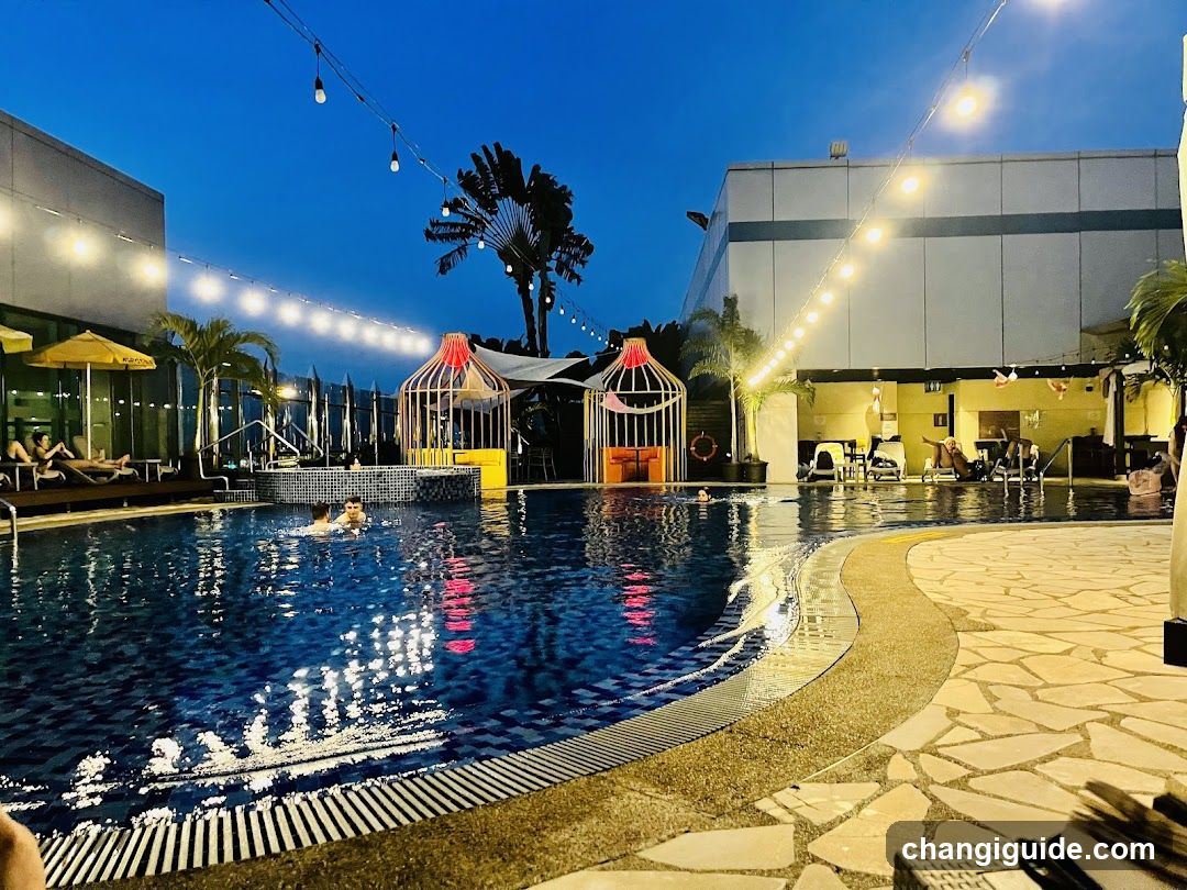 Poolside Evening Scene