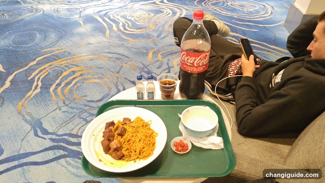 Food Tray with Chinese Noodles and Coca-Cola