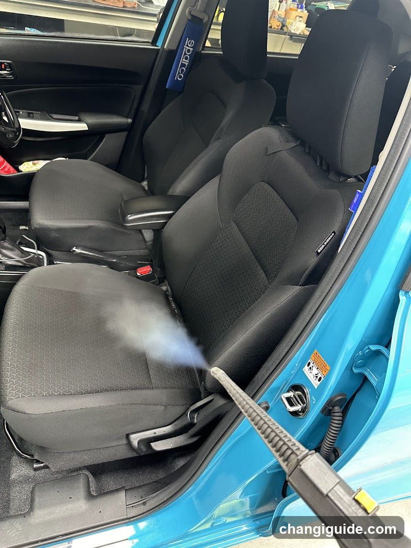 Car Interior Cleaning with Steam Cleaner