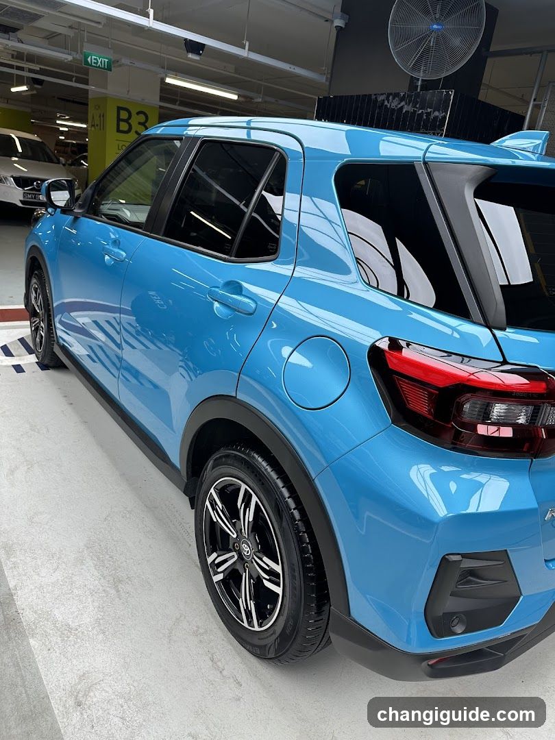 Blue SUV in Parking Garage