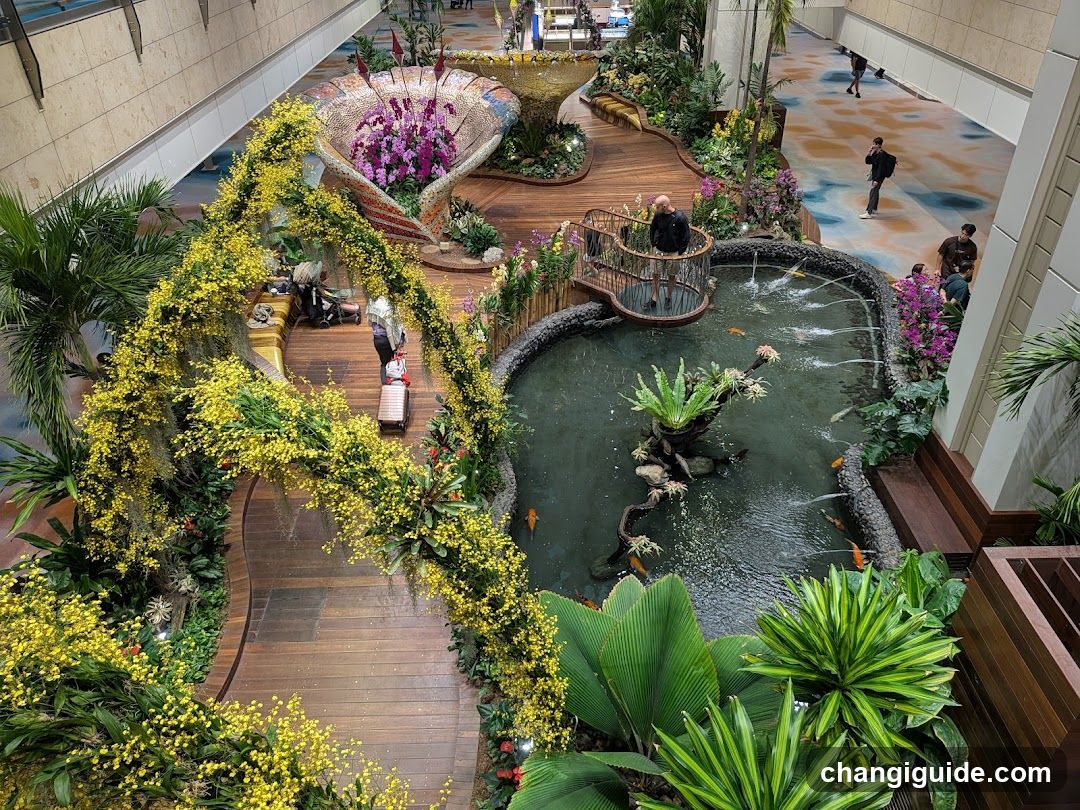 Indoor Garden Scene with Koi Pond