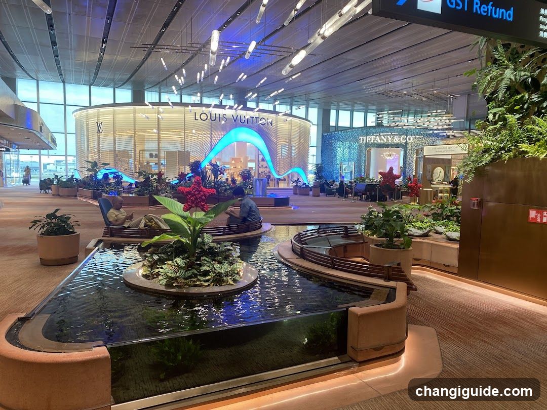 Airport Terminal Interior with Retail and Greenery