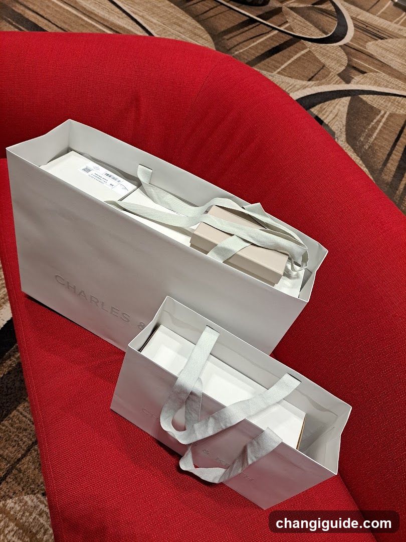 Shopping Bags on Red Sofa