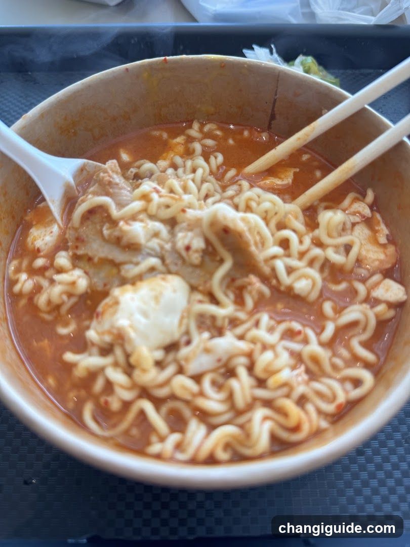 Bowl of Spicy Ramen with Chopsticks and Spoon