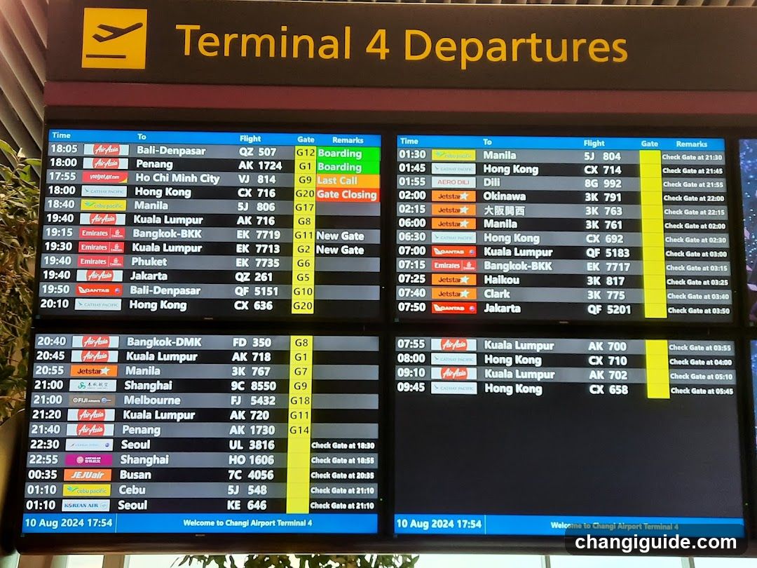 Terminal 4 Departures Board