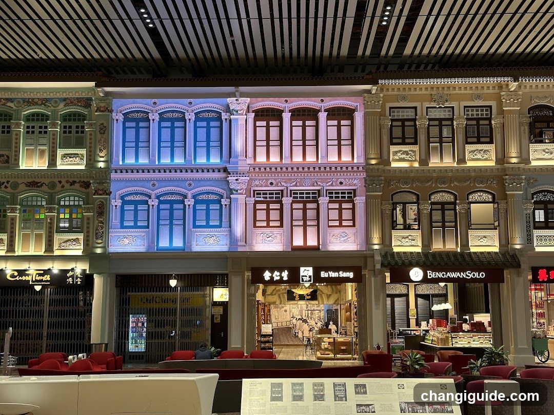 Shophouses at night