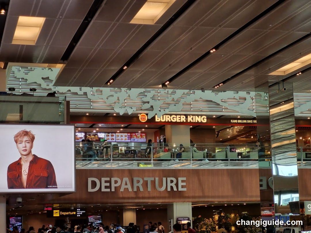 Airport Departure Area with Burger King and Ad Screen