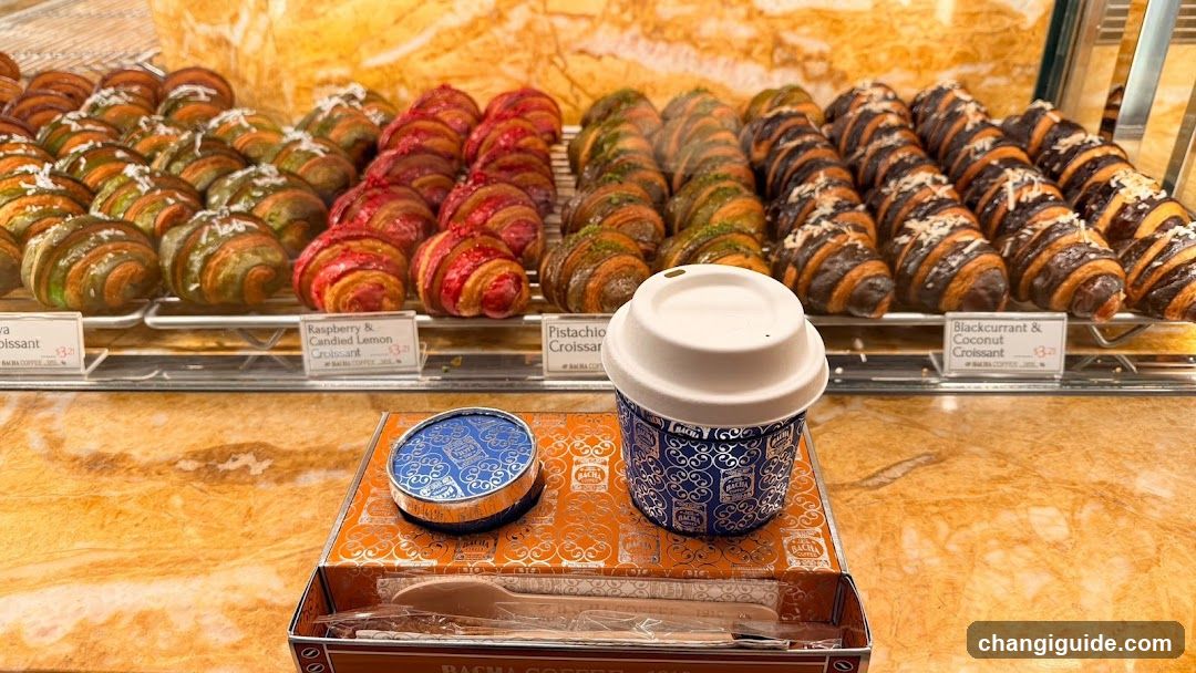Bakery Display with Pastries and Coffee Cup