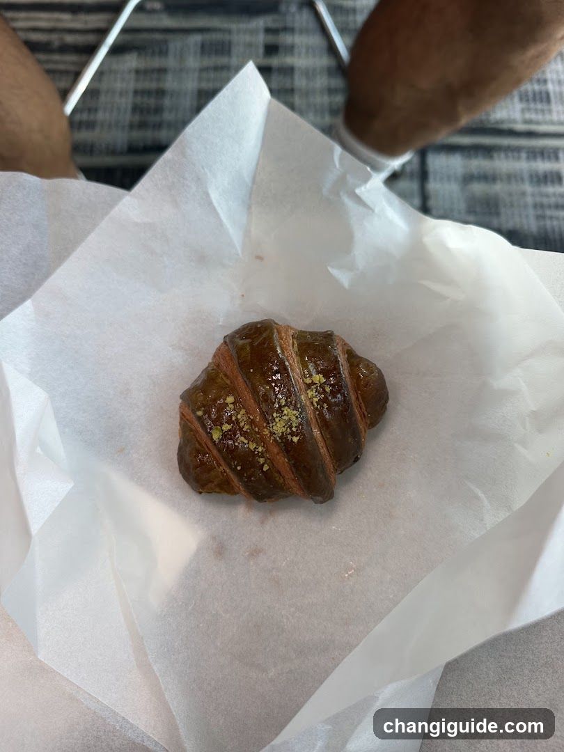 Croissant on parchment paper