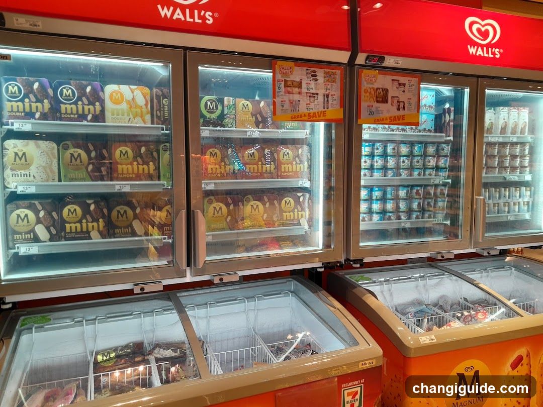Freezer display with Magnum and Wall's ice cream