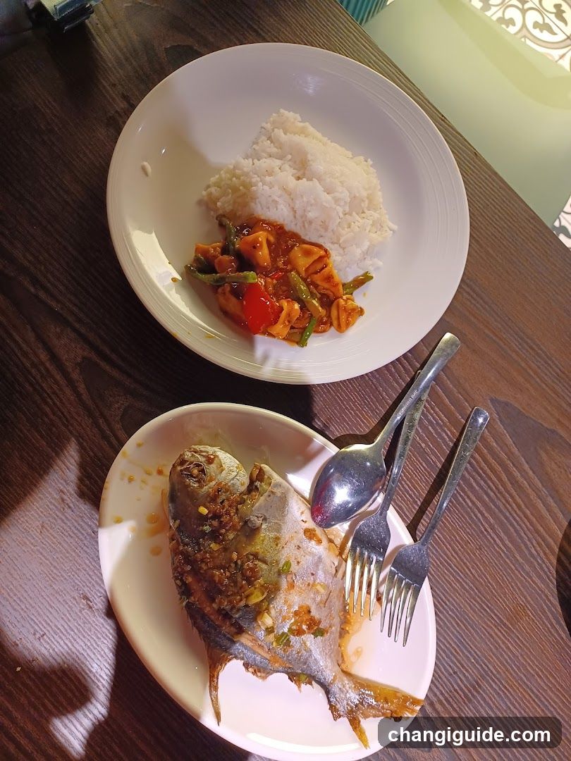 Dining Table with Fish and Curry Rice