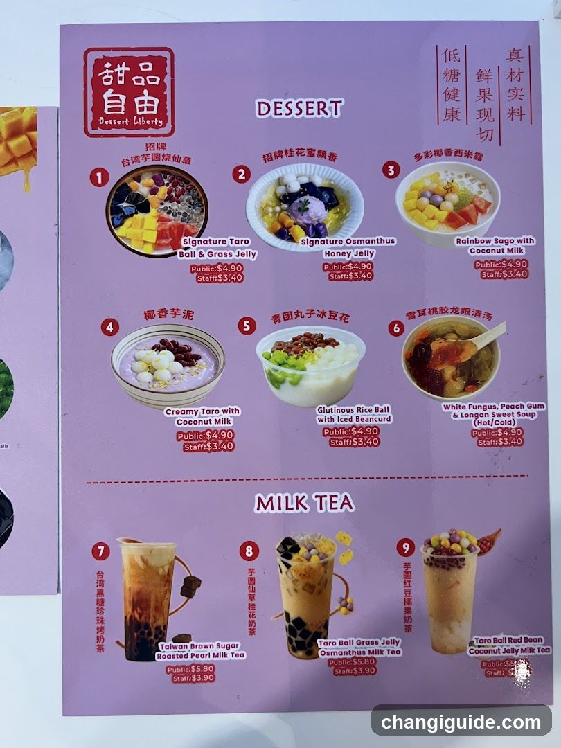 Dessert and Milk Tea Menu