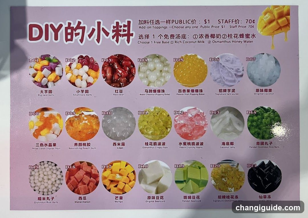 DIY Toppings Menu Display