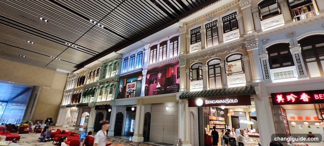Interior of a shopping mall with colonial-style architecture